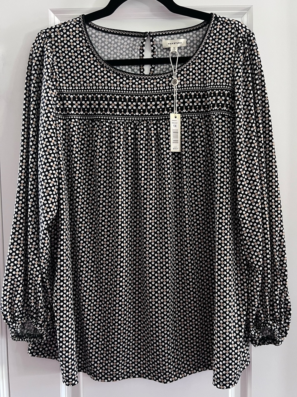 Black & White Printed Long Sleeve Blouse
